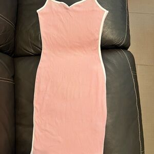 Pink, Black, Grey Spaghetti Strap Dress with White Trim